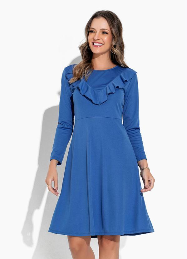 Vista 2 Vestido Azul com Babado Rosalie Rosalie