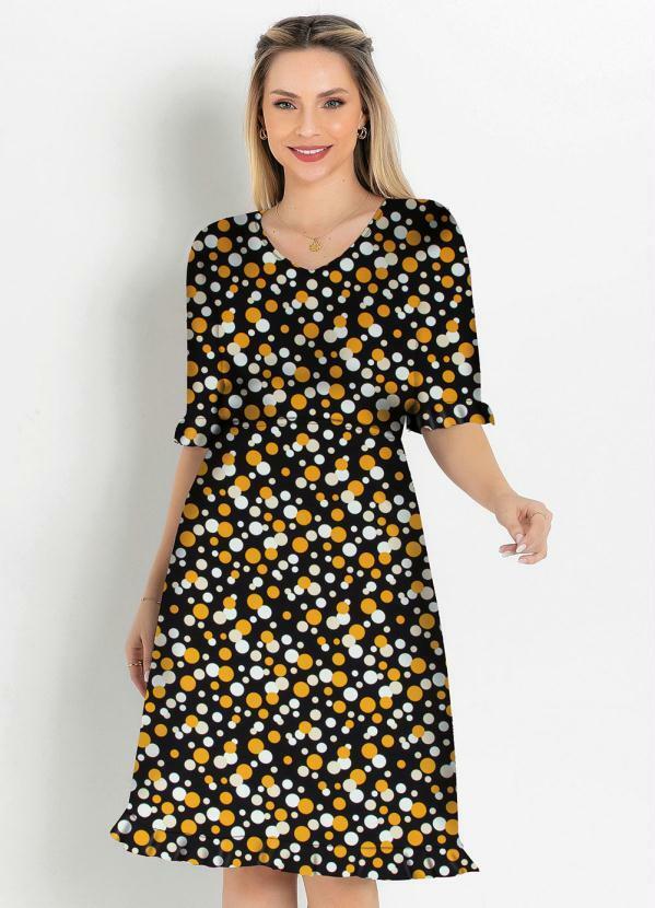 Vista 2 Vestido Soltinho Poá Preta Rosalie Rosalie