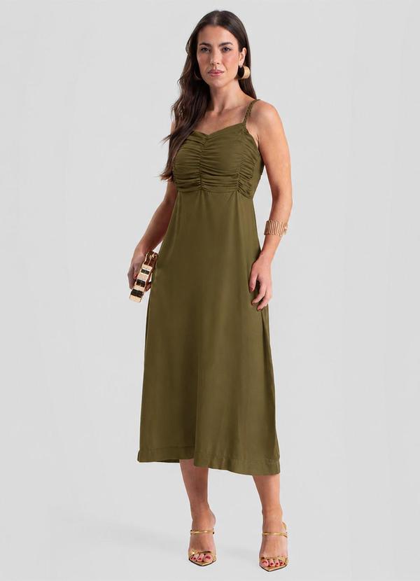 Vestido Super Midi Alças em Tranças Verde