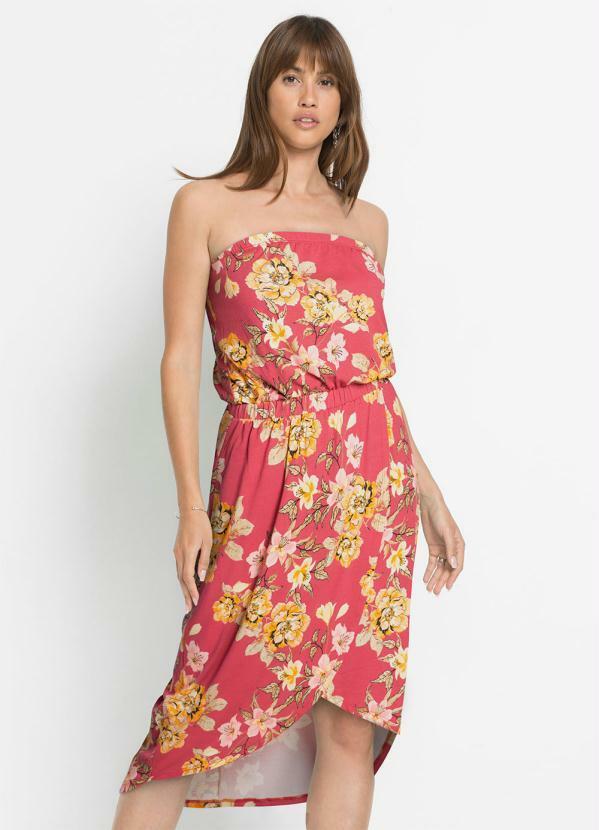Vestido Transpassado Floral Vermelho