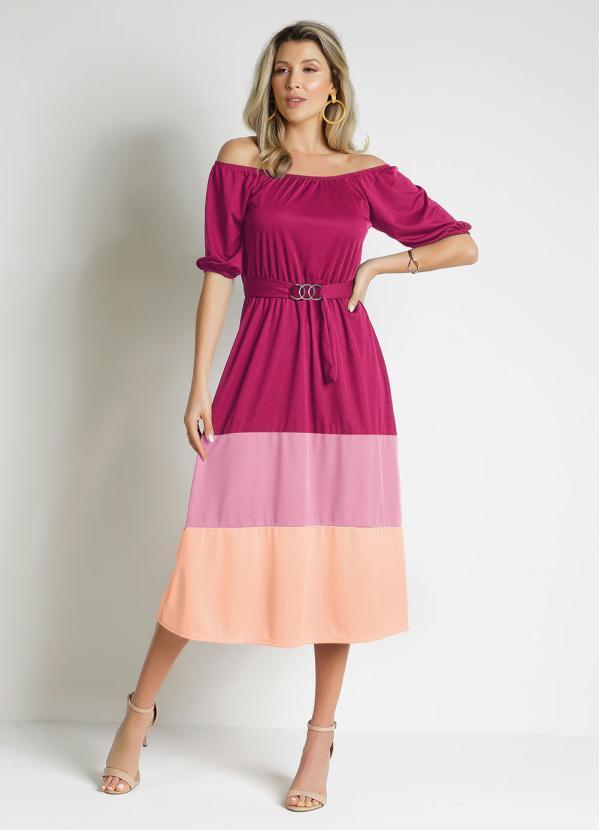 Vestido Tricolor Rosa Comfivela