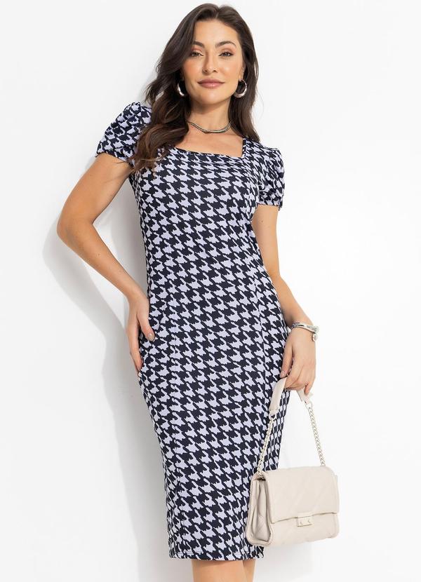 Vestido Tubinho Pied Poule