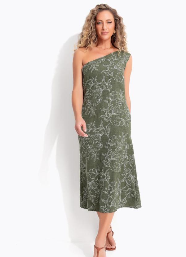 Vestido Verde em Aspecto Linho