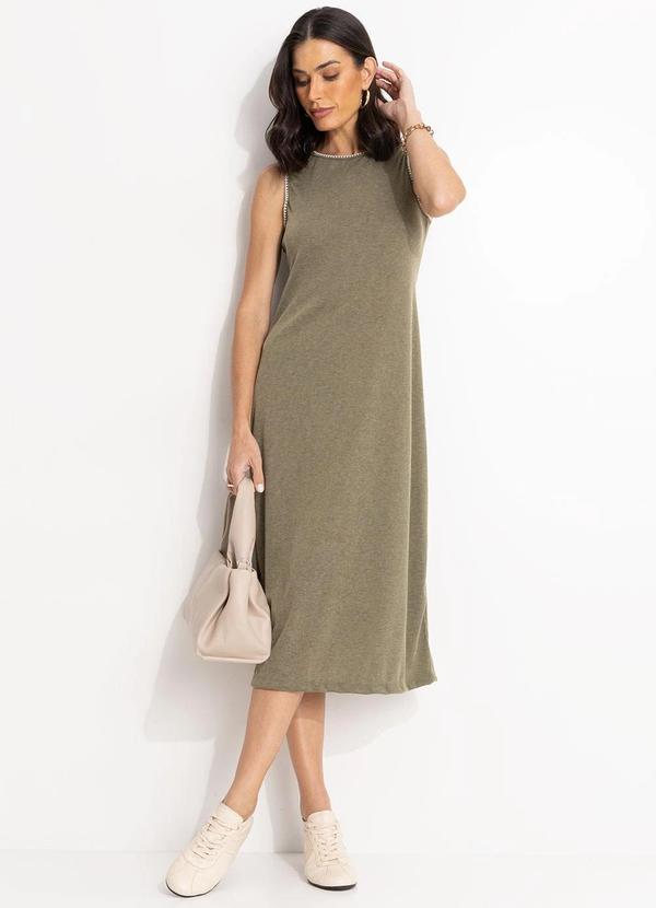 Vestido Verde em Malha Canelada