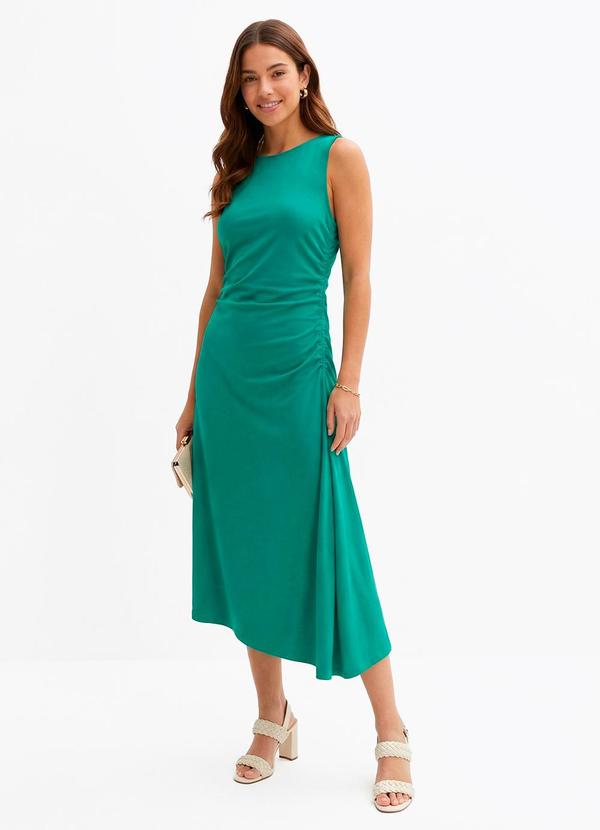 Vestido Verde em Malha de Algodão Penteado