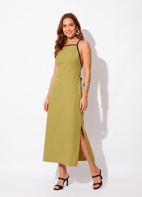 Vestido Verde em Tecido Alfaiataria de Viscose