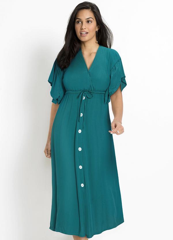 Vestido Verde em Viscose Plana