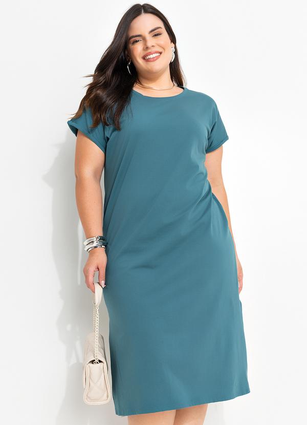 Vestido Verde Escuro em Malha de Algodão
