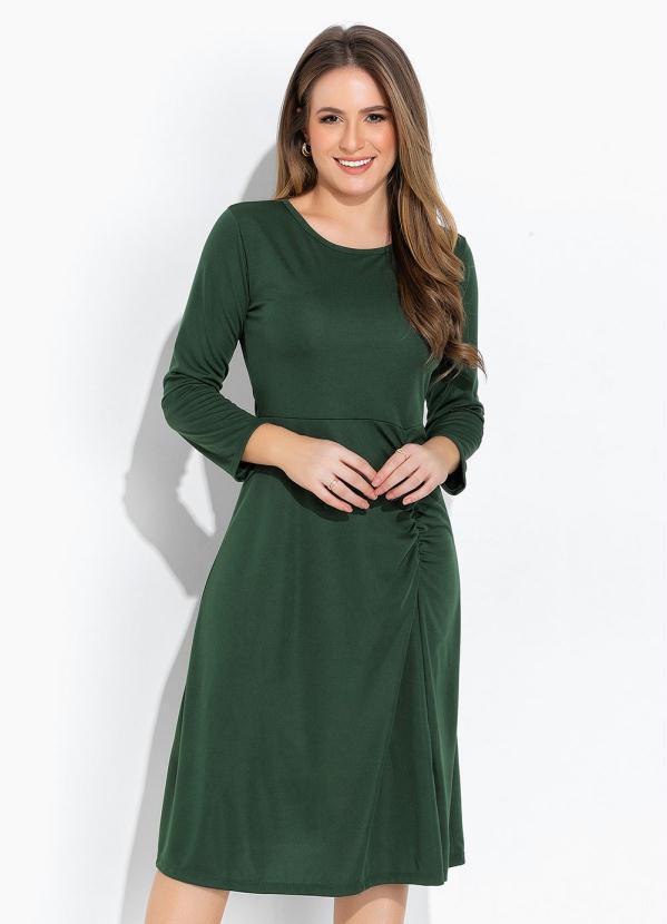 Vista 2 Vestido Verde Militar Franzido Rosalie Rosalie