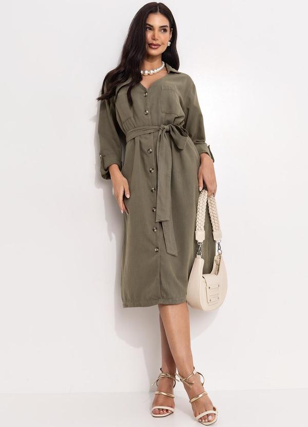 Vestido Verde Oliva em Jeans