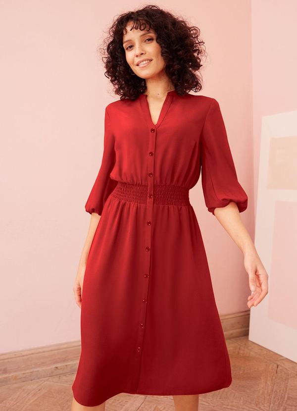 Vestido Vermelho em Viscose Plana
