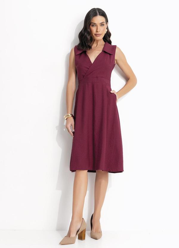 Vestido Vinho em Tecido de Alfaiataria