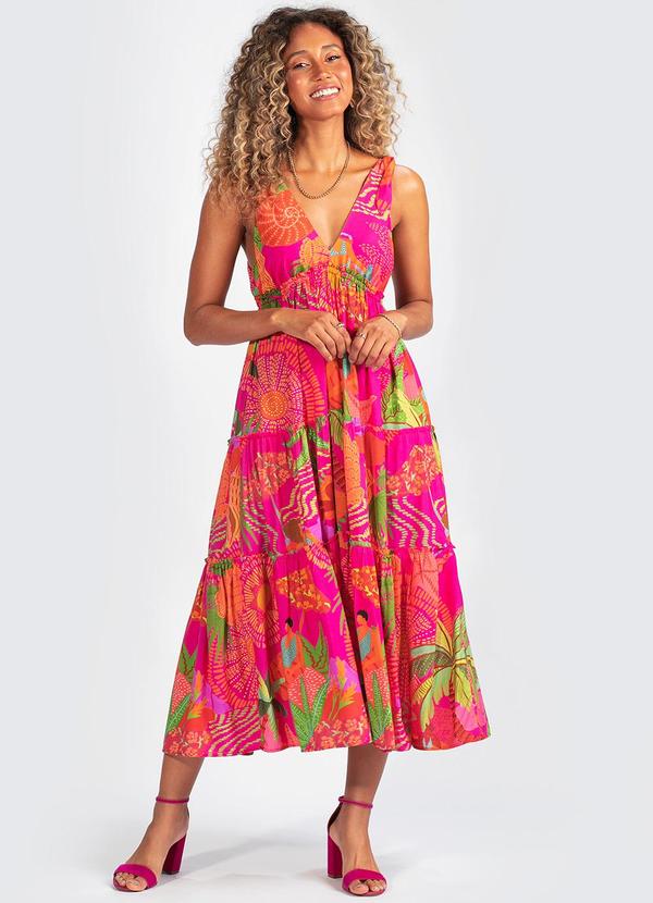 Vestido Viscose Bronzeado Rosa