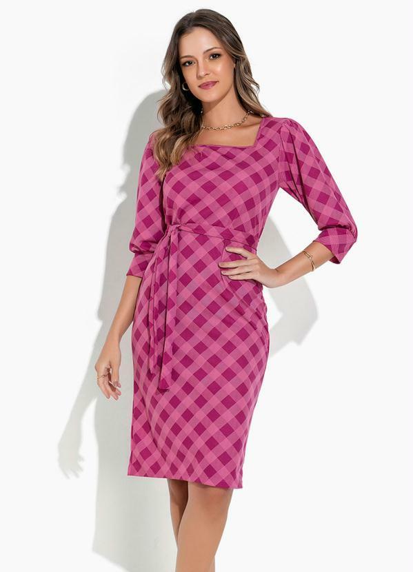 Vestido Xadrez Pink Tubinho