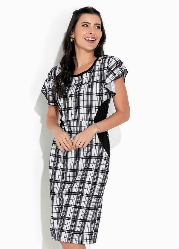 Vestido Xadrez Preto com Manga