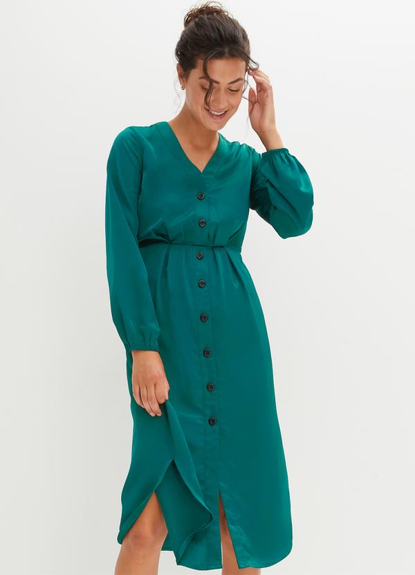Vestido Verde Escuro em Viscose Plana