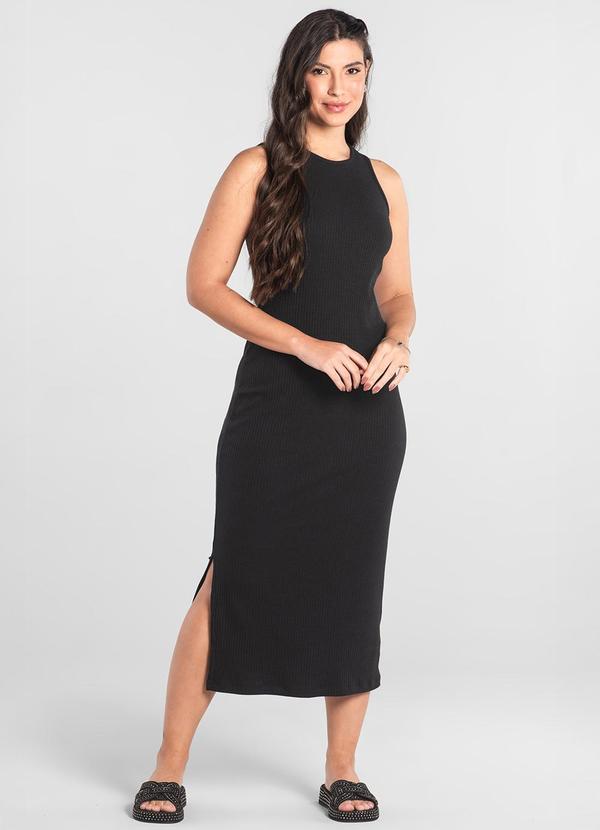 Vestido Adulto em Ribana Canelada Preto