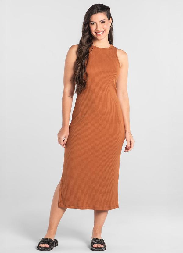 Vestido Adulto Ribana Canelada Marrom