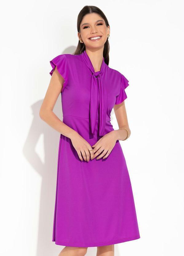 Vista 2 Vestido Roxo com Gola de Laço Rosalie Rosalie