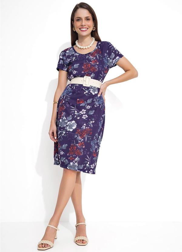 Vestido Decote Redondo Flores