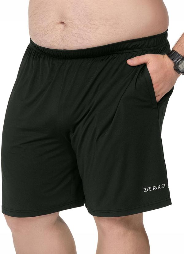 Bermuda Plus Size Bolso com Zíper Mulet Preto