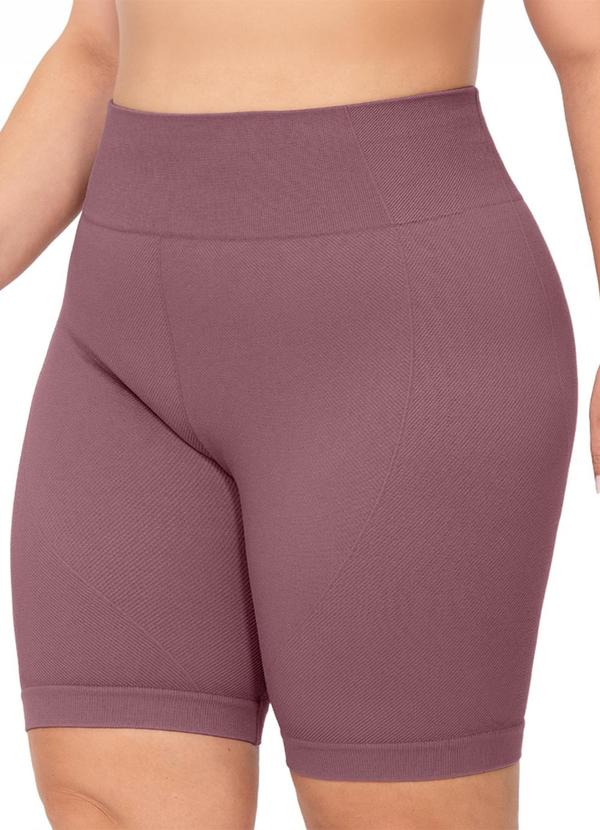Bermuda Plus Size Cós Alto Jacquard Lilás
