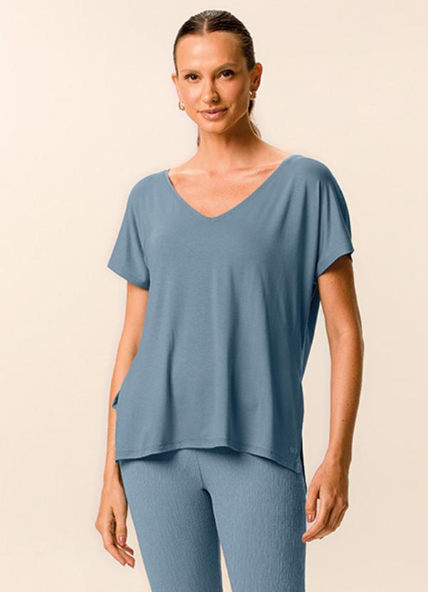 Blusa Alongada Ampla Active Azul Pastel