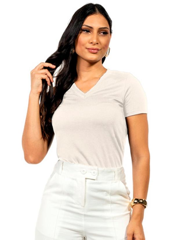 Blusa Ana Ruga Decote Feminina Bege