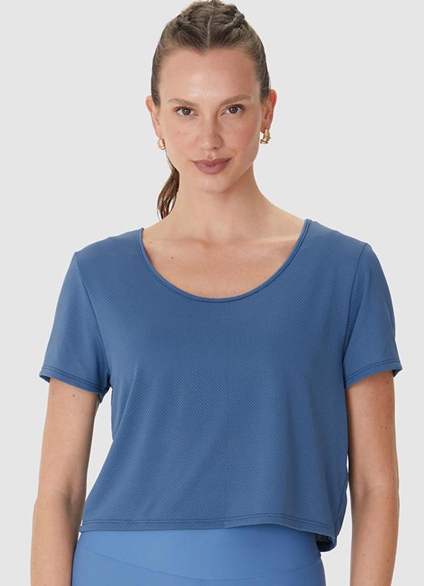 Blusa Cropped Microfuros Dry Azul Petróleo