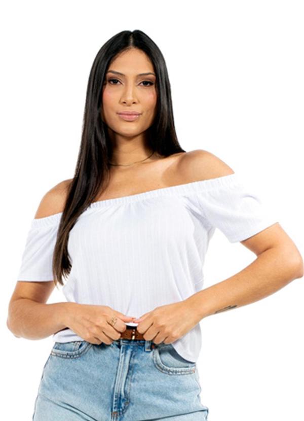 Vista 2 Blusa Feminina Ciganinha Branco Cobertura Cobertura
