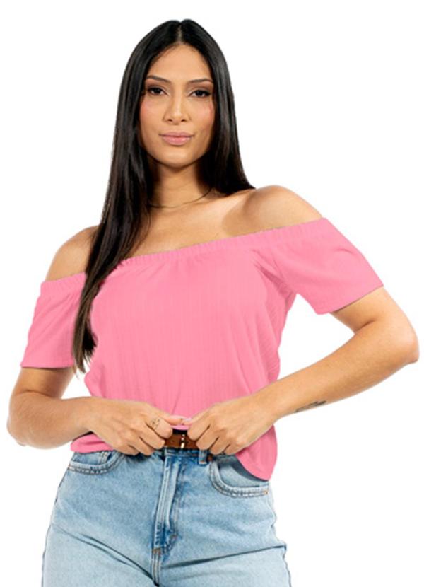 Vista 2 Blusa Feminina Ciganinha Rosa Cobertura Cobertura