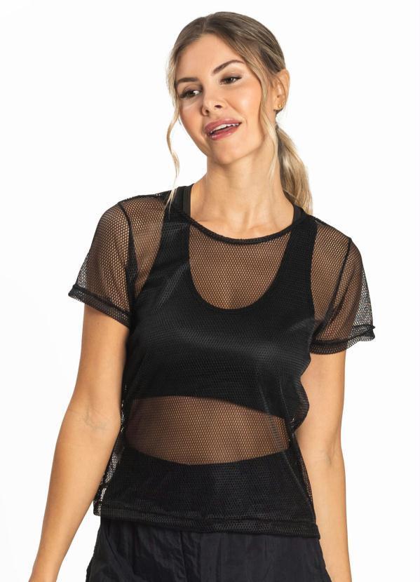 Blusa Feminina Fitness Tule Ftk Preto