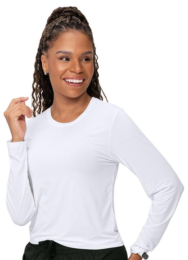 Blusa Feminina Manga Longa Proteção Uv Branco