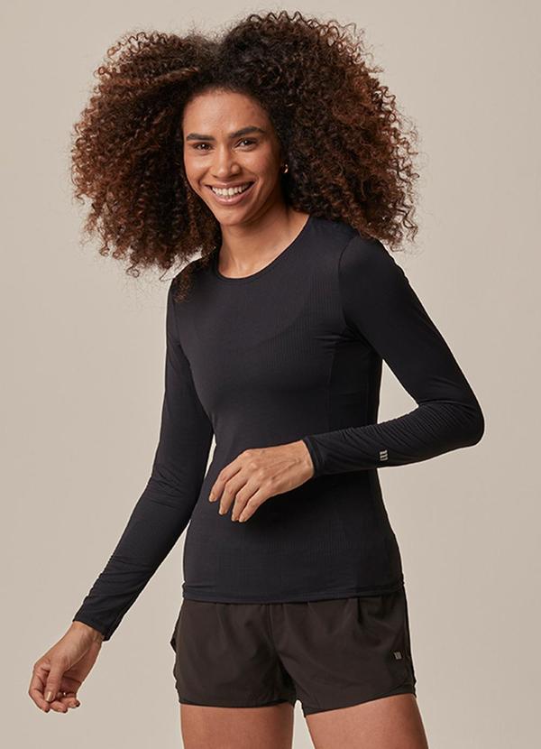 Blusa Slim Malha Uv Active Preto