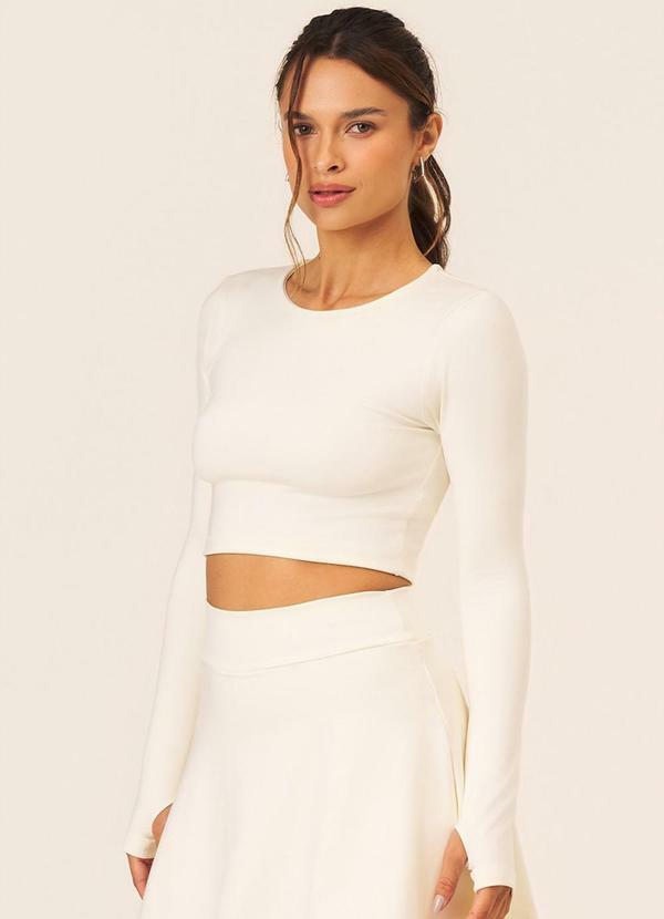 Cropped Fit-Tech Jade Manga Longa Creme