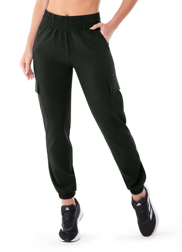 Calça Jogger Fitness em Jacquard Preto