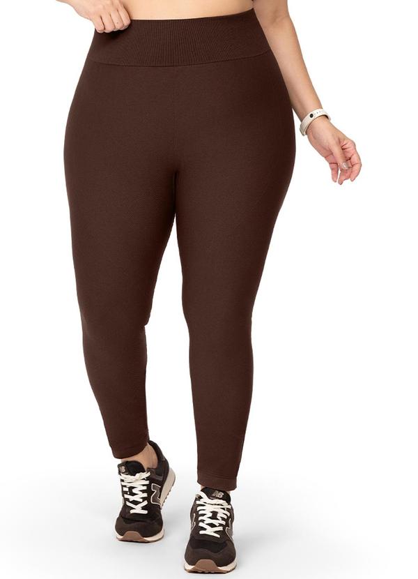 Calça Legging Jacquard Cós Ribana Marrom