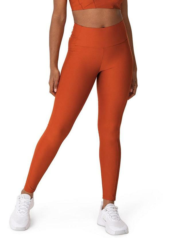 Calça Legging Uv com Recorte Active Terracota