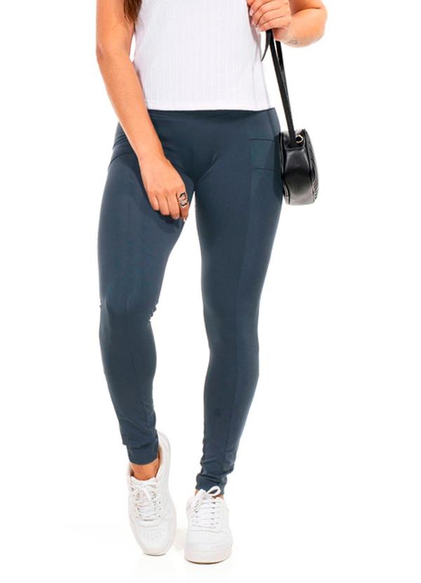 Vista 2 Legging Feminina Fitness Cinza Cobertura Cobertura