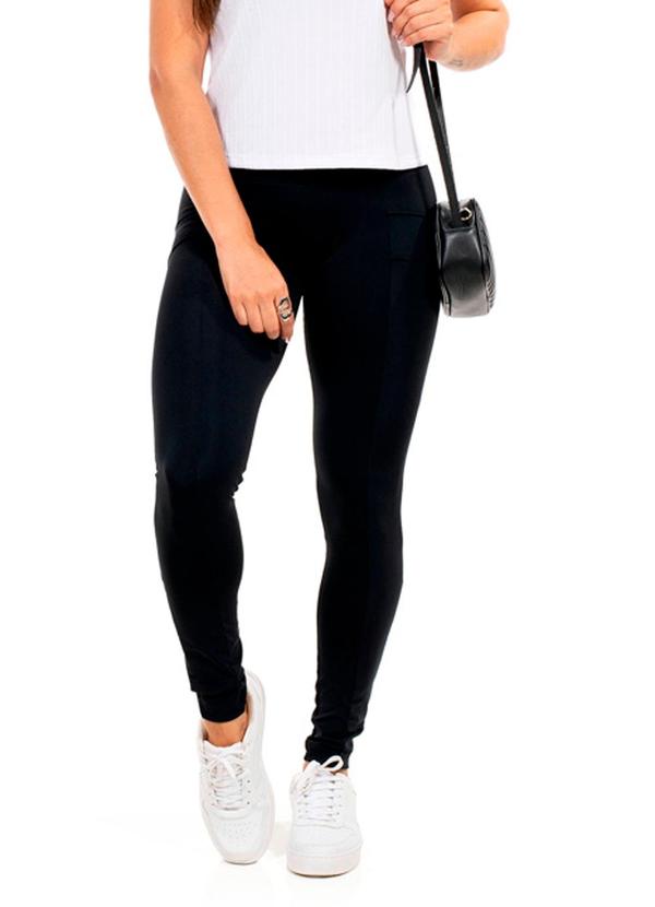 Vista 2 Legging Feminina Fitness Preto Cobertura Cobertura