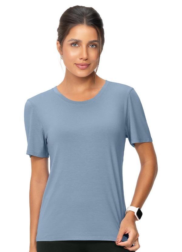 Camiseta Feminina Modal Gola Redonda Azul Claro
