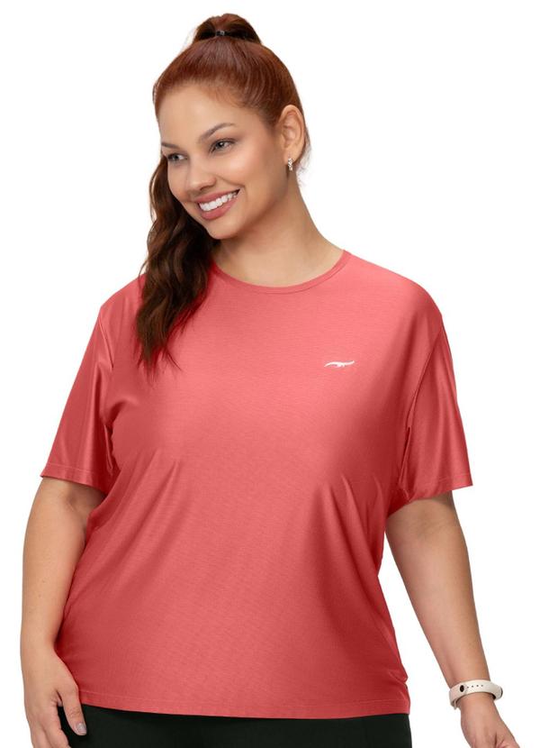 Camiseta Feminina Plus Size Secagem Rápida Rosa