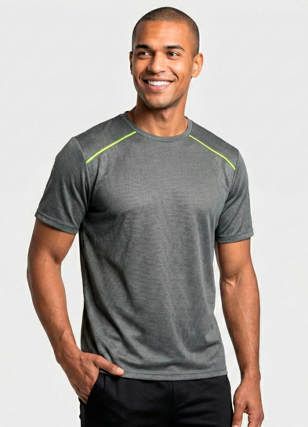 Vista 2 Camiseta Fitness Dry Fit Masculina Cinza Yends Fashion Yends Fashion
