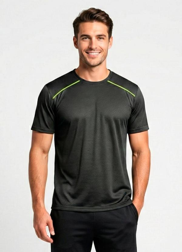 Vista 2 Camiseta Fitness Dry Fit Masculina Preto Yends Fashion Yends Fashion