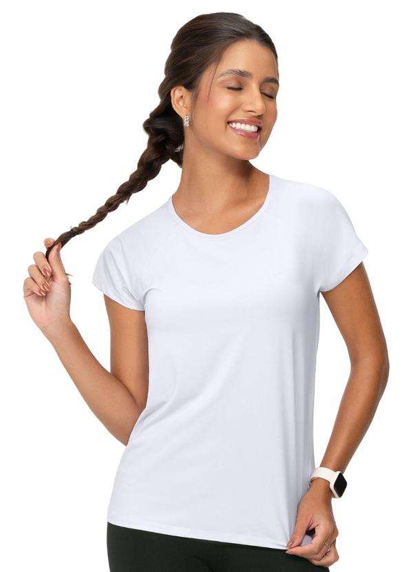 Camiseta Fitness Manga Raglan Lisa Branco
