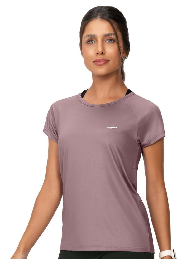 Camiseta Fitness Manga Raglan Lisa Lilás