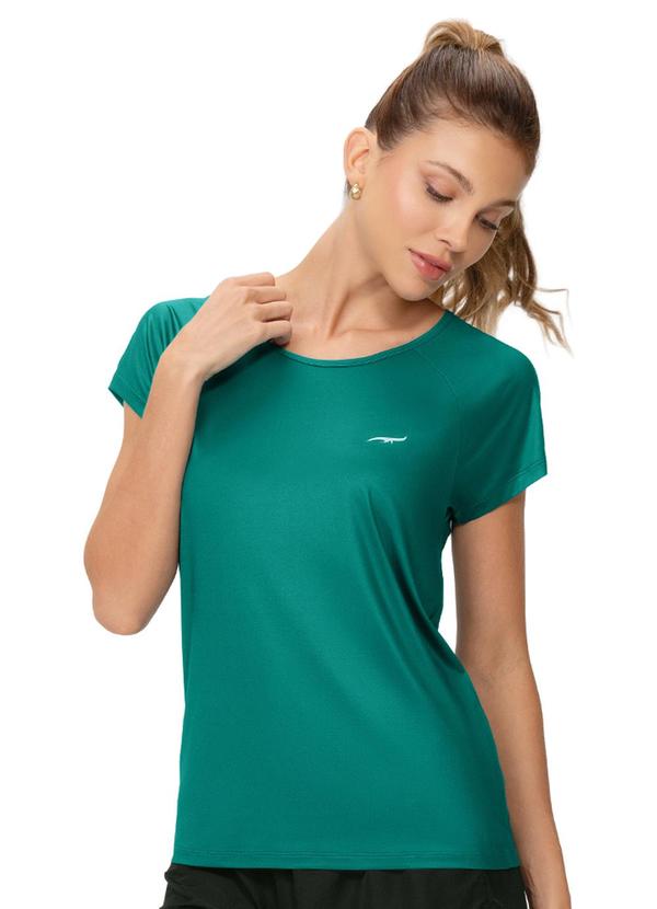 Camiseta Fitness Manga Raglan Lisa Verde