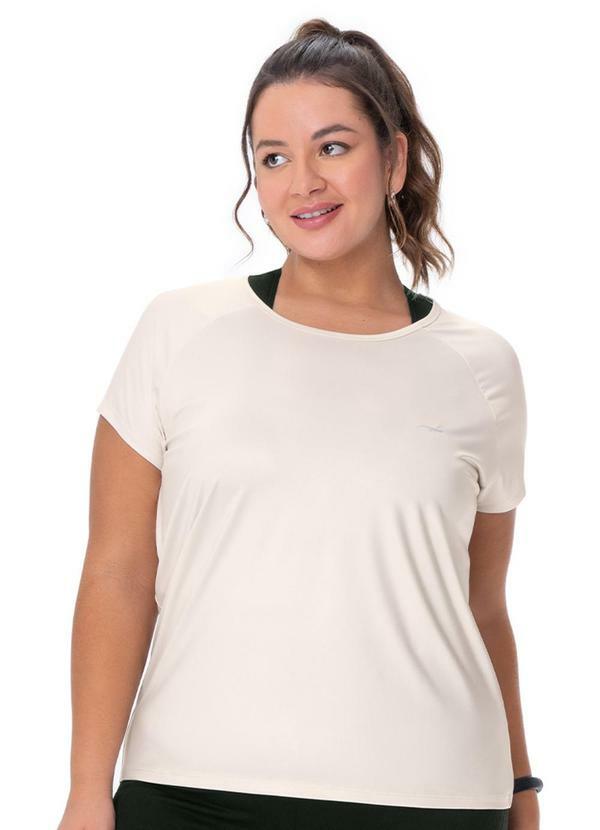 Camiseta Plus Size Manga Raglan Lisa Off-White