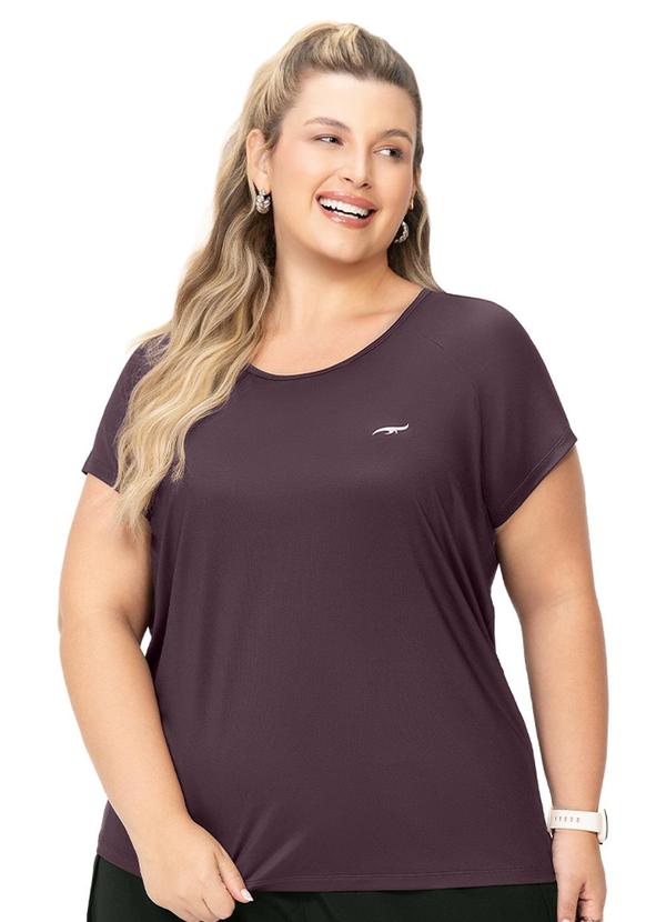 Camiseta Plus Size Manga Raglan Lisa Roxo
