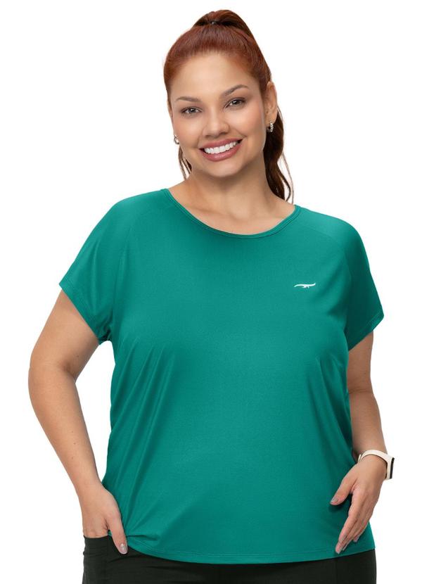 Camiseta Plus Size Manga Raglan Lisa Verde